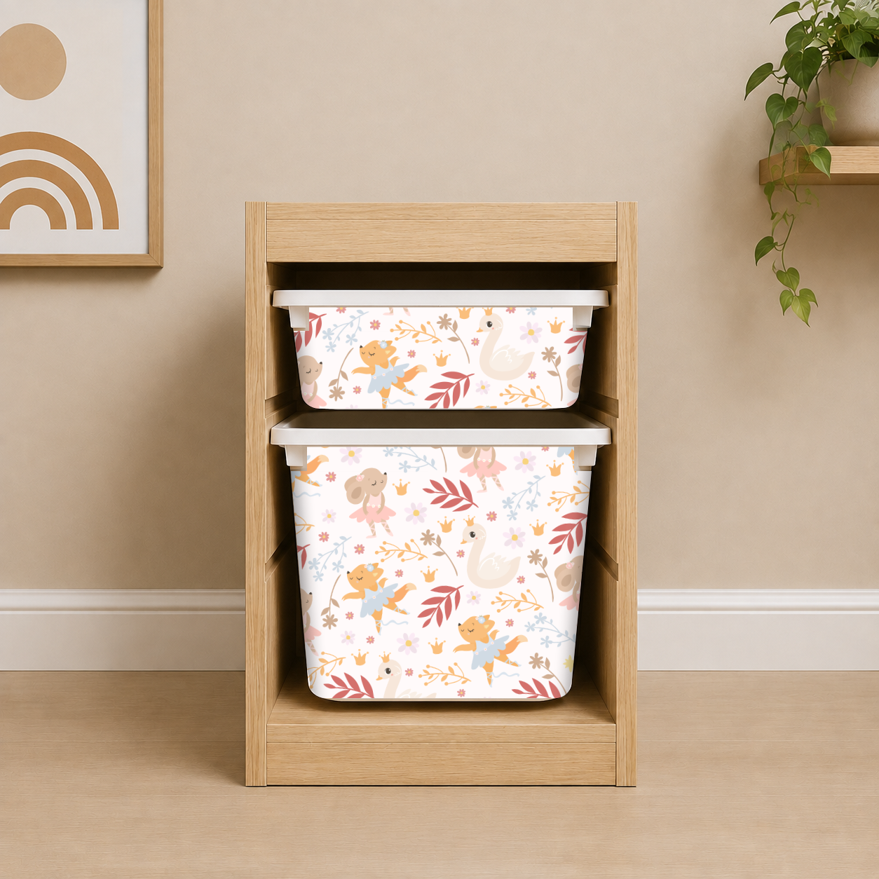 Naklejki IKEA TROFAST z baleriną i łabędziem | Przód