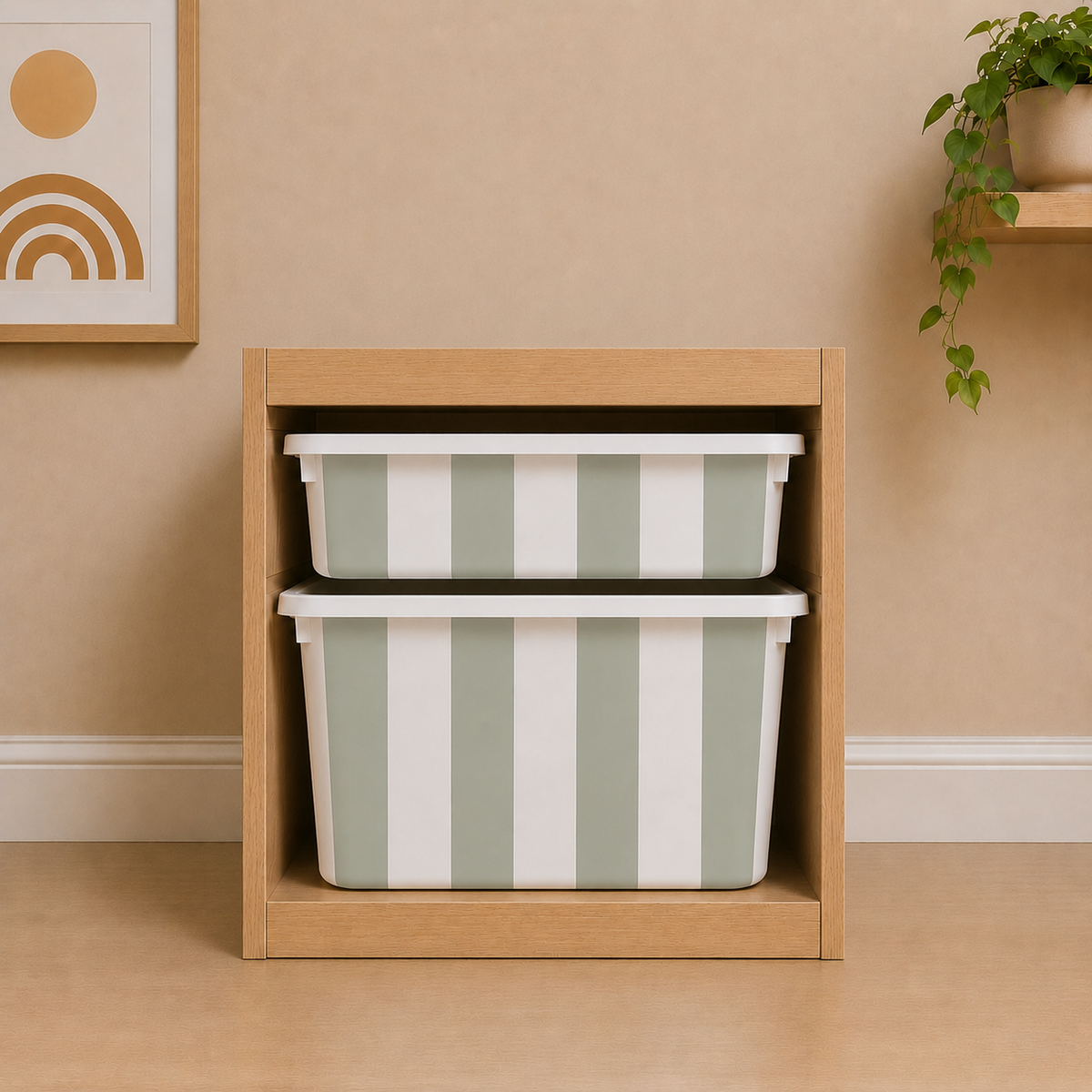 Naklejki IKEA TROFAST w paski na pojemniki | Bok